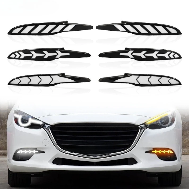 Led Daytime Running Light Front Fog Lamp Flowing Turn Signal For Mazda 3 Axela 2017 2018 2019 Modification Accessories