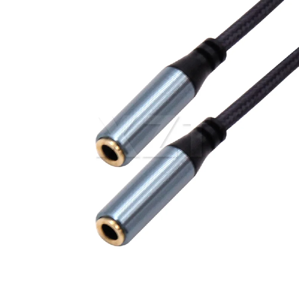 1 In 2 Out 3.5mm Stereo Male To Double Mono Dual 3.5 Mm Female Audio Headphone Y Cable Volume Splitter Cable