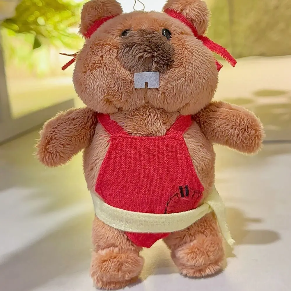Cartoon Design Groundhog Plush Keychain Stuffed Doll Soft Texture Groundhog Backpack Doll Kawaii Lovely Plush Bag Pendant