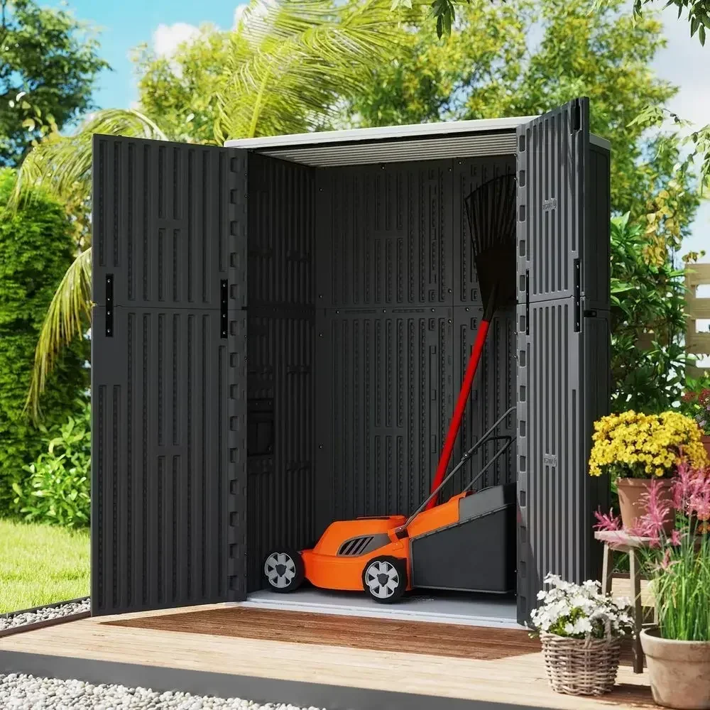 57 Cu.t Outdoor Storage Shed with loor HDPE Double-Wall Resin Sheds Outdoor Storage, Lockable Weatherproo Storage Cabinet it or