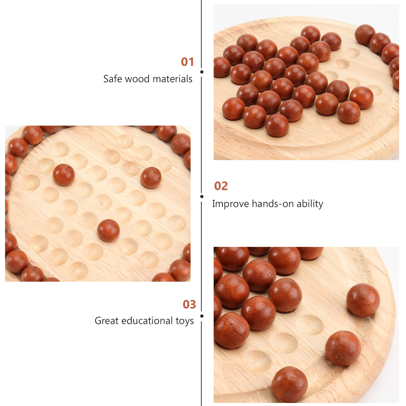 

Wooden Single Chess Board Game Safe Smooth Training Kids Adults Party Use Brain Teaser Puzzles Diamond
