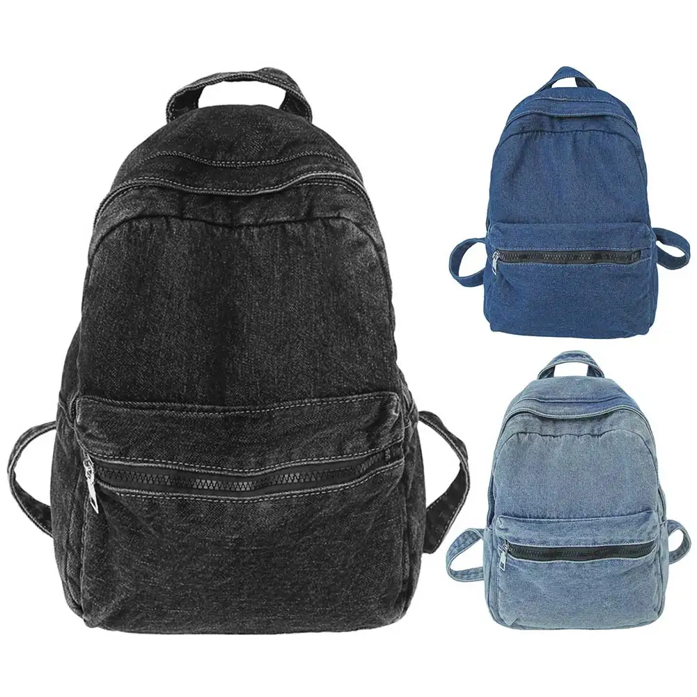 Book Bags For Teen Girls Large Capacity Denim Rucksack Multi Pockets Fashion Backpack Classic Travel Daypack Vintage Laptop Bags