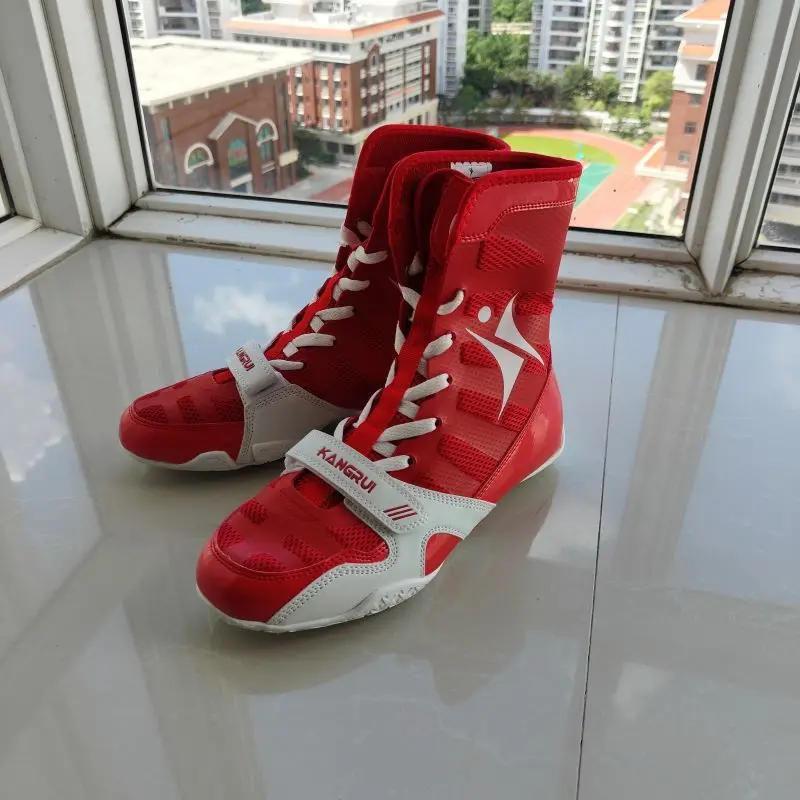 

Профессиональные борцовские кроссовки для мужчин и женщин, черно-красные боксерские ботинки, дышащие бойцовские кроссовки для подростков, унисекс, резиновая подошва, обувь для тренировок