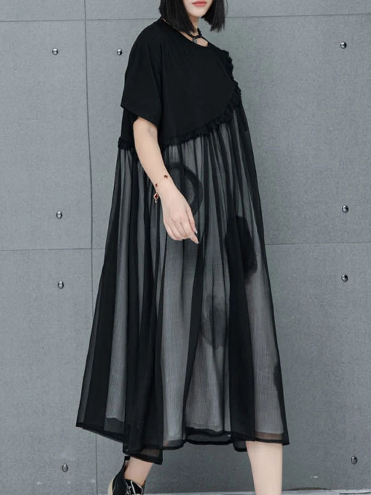 AmaxluluE Summer Chiffon Dot Ladies Dress Vintage Luxury Leisure Clothes Classic Fashion Cotton Elegant Harajuku Gothic Vestidos