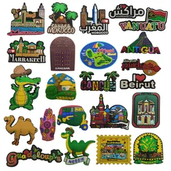Morocco Vanuatu Jordan India Cancun Rubber Fridge Magnet Tourist Souvenirs  Refrigerator Magnetic Stickers Travel collection