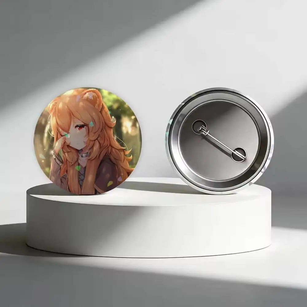 The Rising of the Shield Hero Raphtalia Laser Badge Creative Pins Brooch for Bag Clothes Hat Decor Gifts Fans Collect