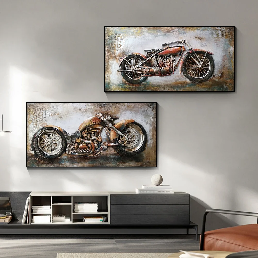 Motorcycle Vintage Canvas Wall Art Posters Picture Home Decor Racing Interior Paintings Personalized Gift Living Room Decoration