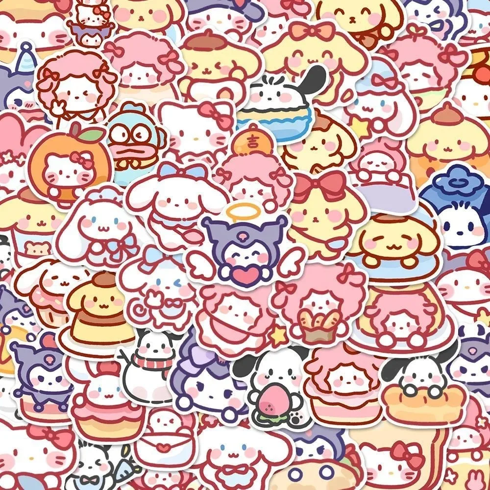 100PCS Sanrio Stickers Cute Anime Kuromi My Melody Hello Kitty Luggage Laptop Phone Decoration Sticker DIY Decals Gifts Kids