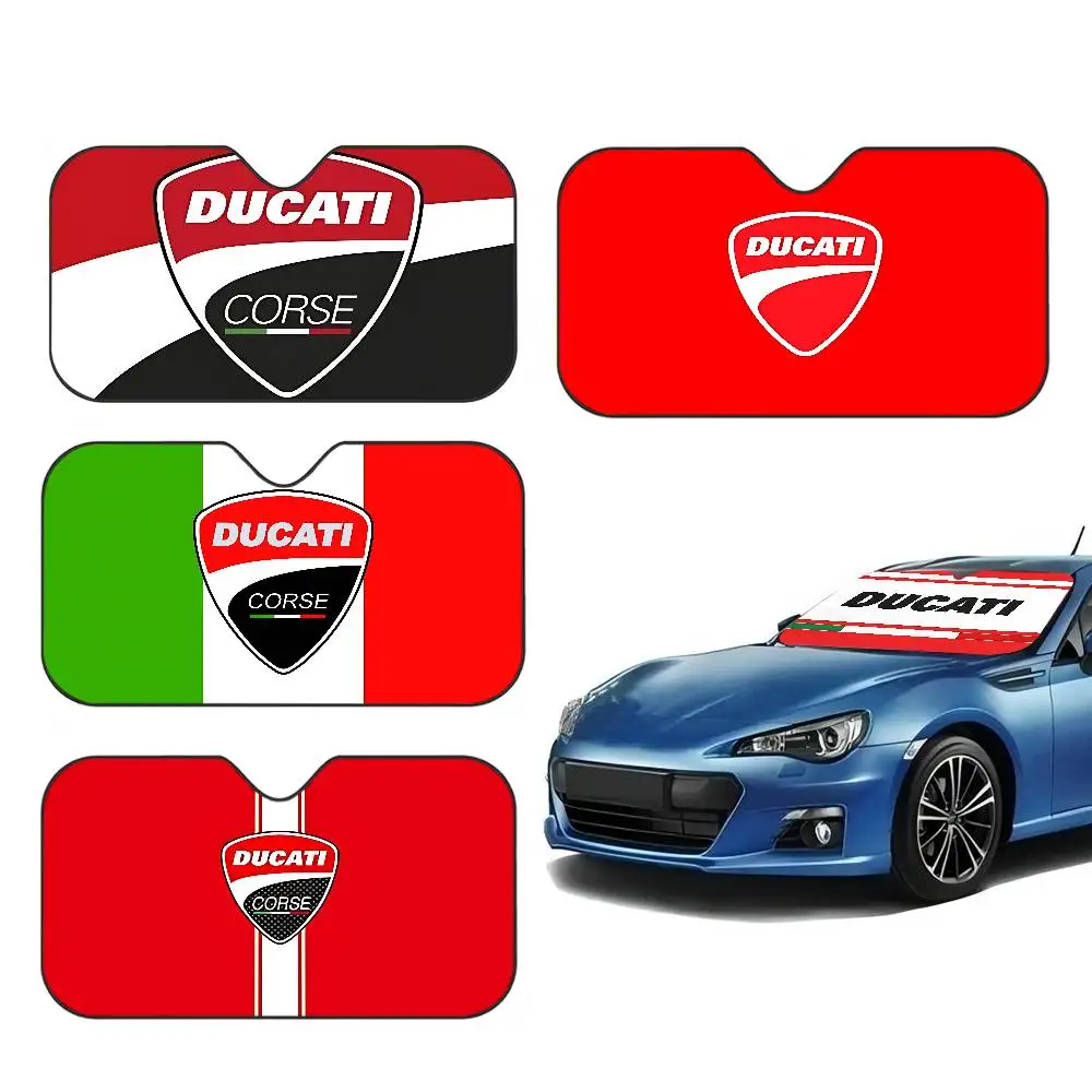 Motorcycle LOGO D-Ducati Sunshade Windscreen 3D Film Plaid Gift Novelty Car Front Window Visor 70x130cm Sun Visor Solar Protect