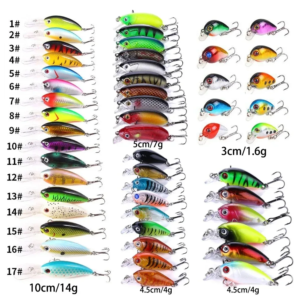 Juego de Crankbaits, señuelo de pesca de colores mezclados, pececillo opcional, cebo de manivela Wobbler, Jerkbait, lubina, Swimbait, anzuelos triples, aparejos duros para nadar