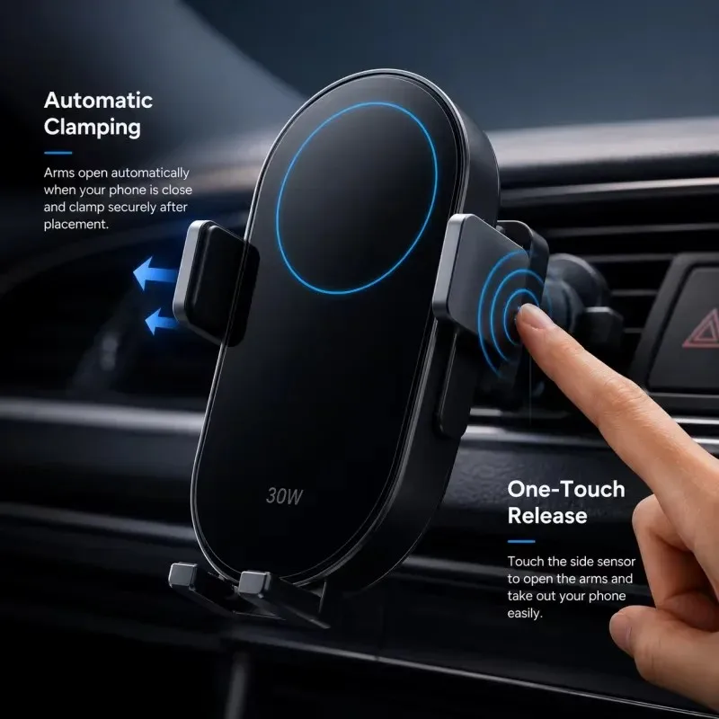 Original Xiaomi 30W Max Wireless Car Charger Auto Fast Quick Charging Support Power-Off and Inductive Expansion Phone Holder CN