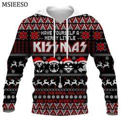 MSIEESO kaya öpücük Metal Band Hoodie 3D baskı noel sonbahar erkekler Hoodies Unisex rahat Zip kazak Streetwear Hombre dera Hombre