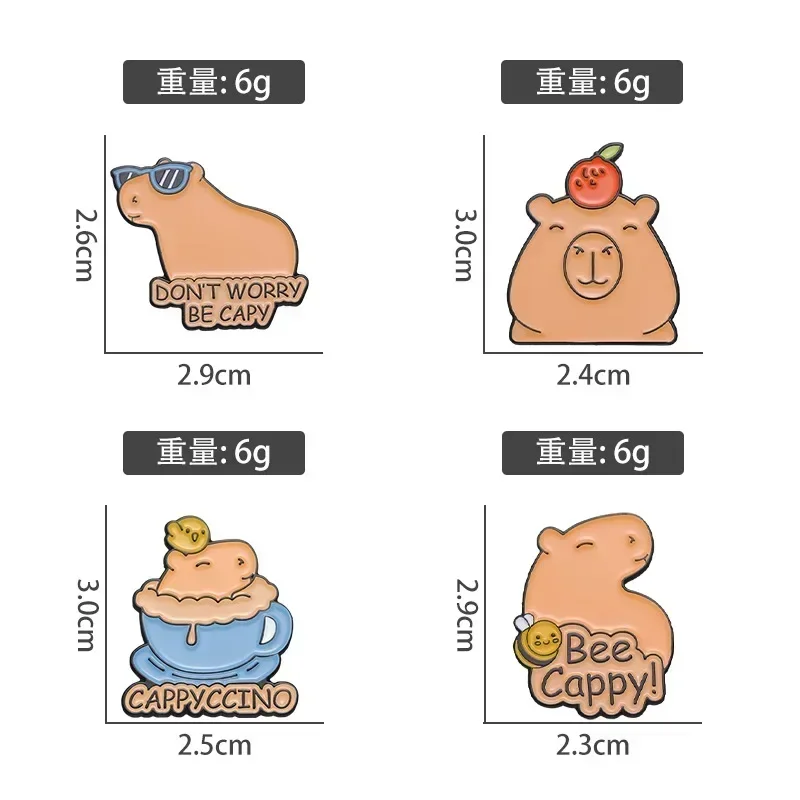 Cartoon Animal Capybara Brooch Enamel Pins Funny Cute Hippopotamus Lapel Badge Decoration Jewelry Gifts for Friends