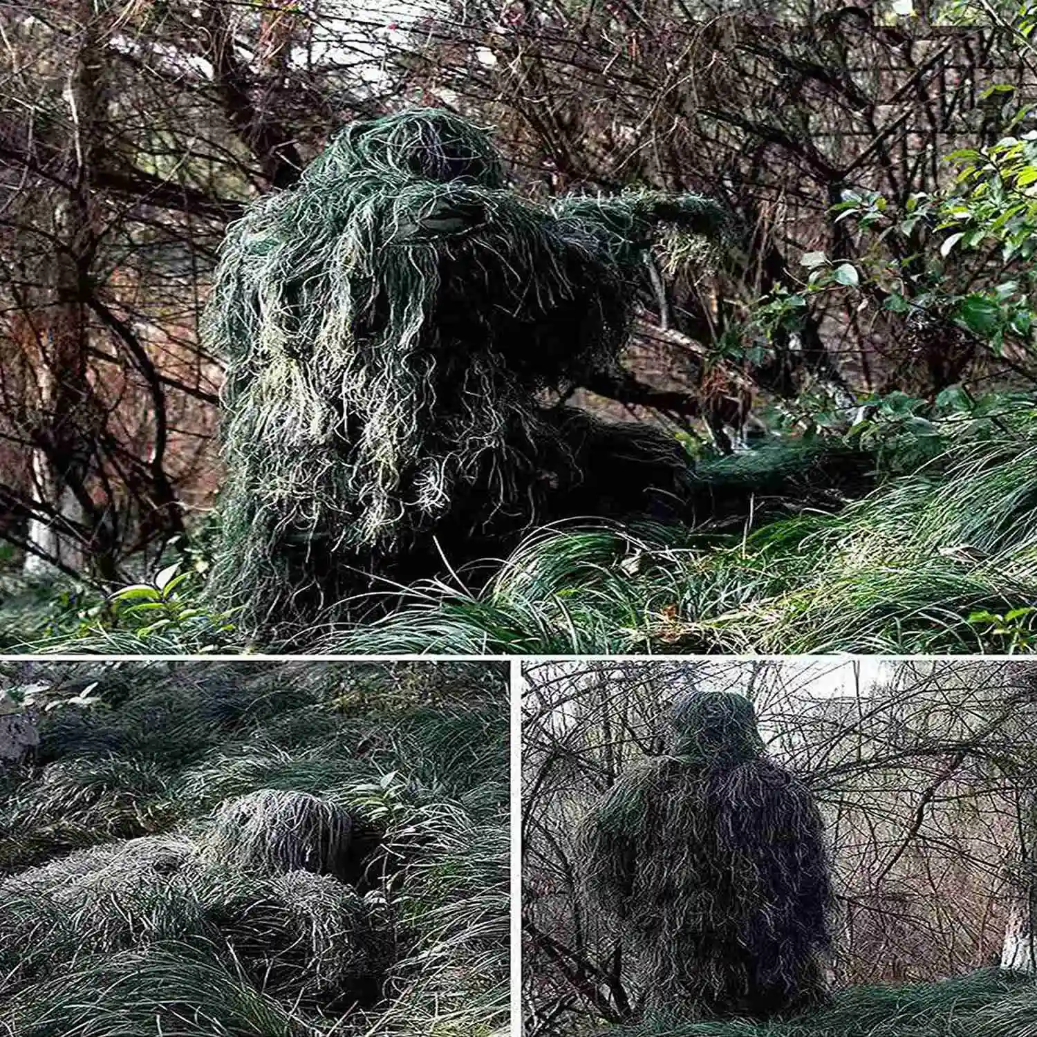 

Маскировочный костюм 5 в 1, камуфляжная уличная охотничья одежда 3D, включая куртку, брюки, капюшон, сумку для переноски для взрослых и детей, молодежная куртка