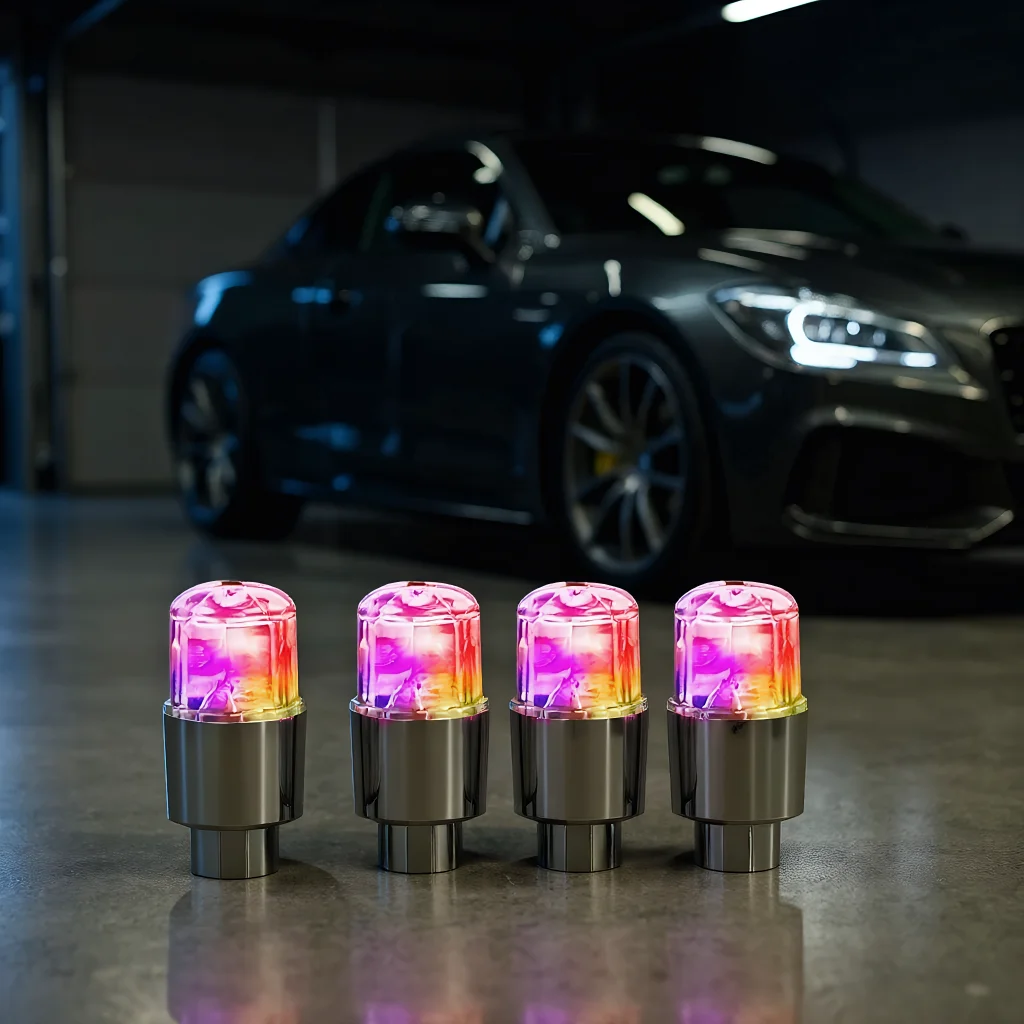 

Bicycle Tire Valve Cap LED Lights - Colorful Flash Lamps for Car & Motorcycle Wheels