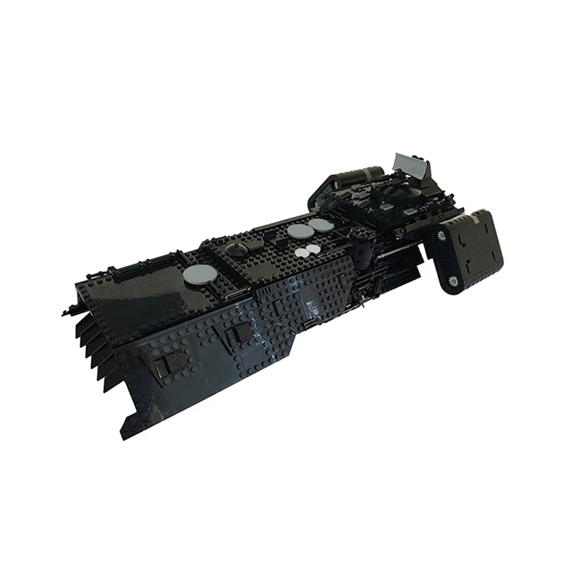 All Black Heavy Interstellar Transport MOC Set,Long Rectangle Sci-Fi Spaceship with Thruster Details Hobby Desktop Blocks