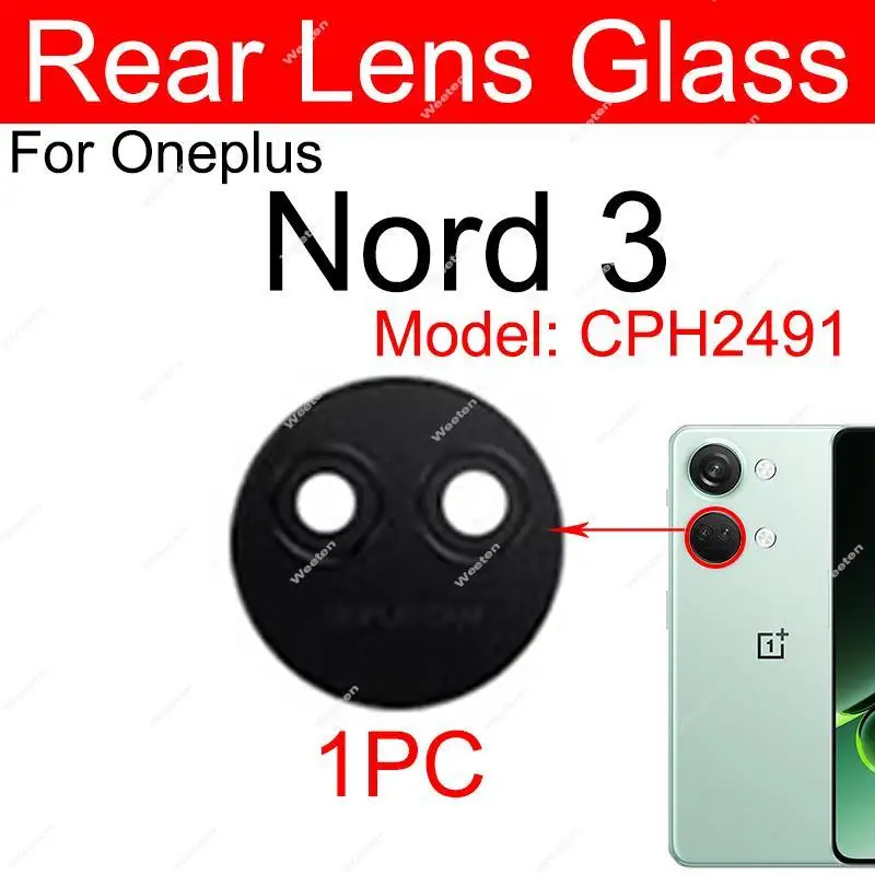 For Oneplus 1+ Nord 3 Rear Camera Lens Glass Back Camera Small Glass Lens with Sticker Replacement