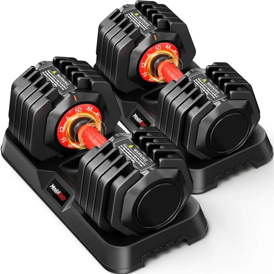 Adjustable Dumbbell Set Pair 25 lb or 50lb, 10-in-1 Free Weight