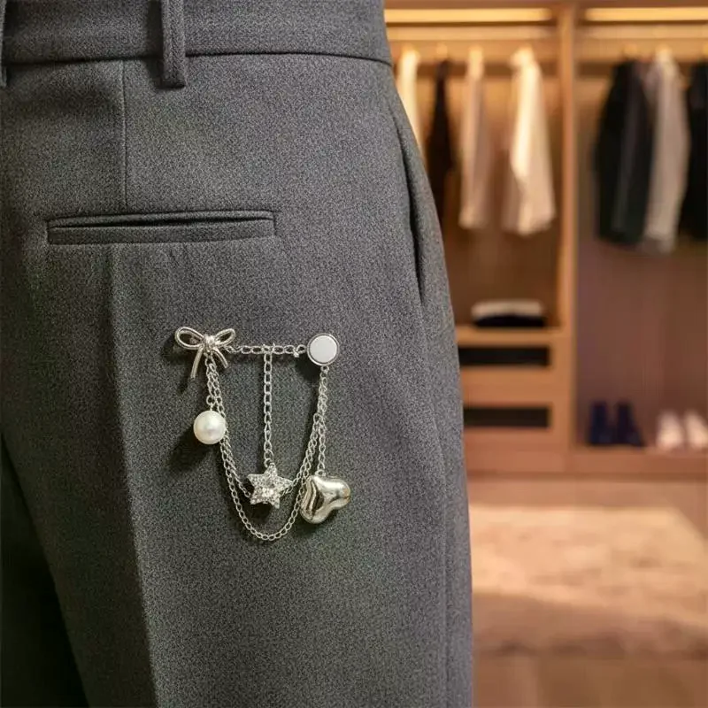 Magnetic Clothing Clips Detachable Nail Free Chain Clips Seam Free Leg Fixing Closure Buckle Length Shortening Tool