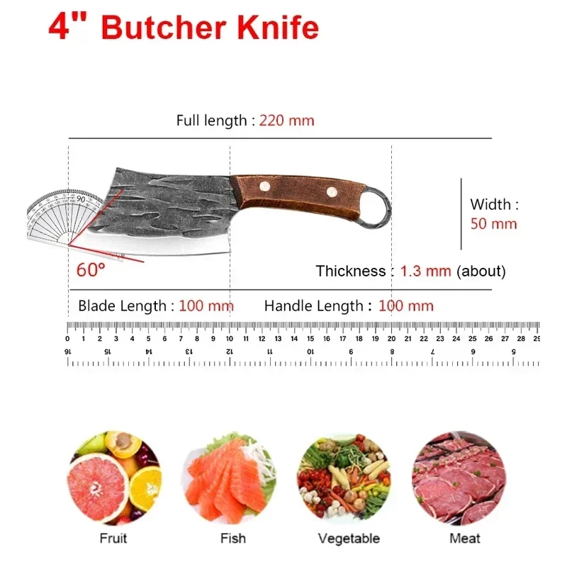 Meat Cleaver Kitchen Chef Knives Handmade Forged Stainless Steel Boning Butcher Knife Wooden Handle Kitchen Accessories image 2