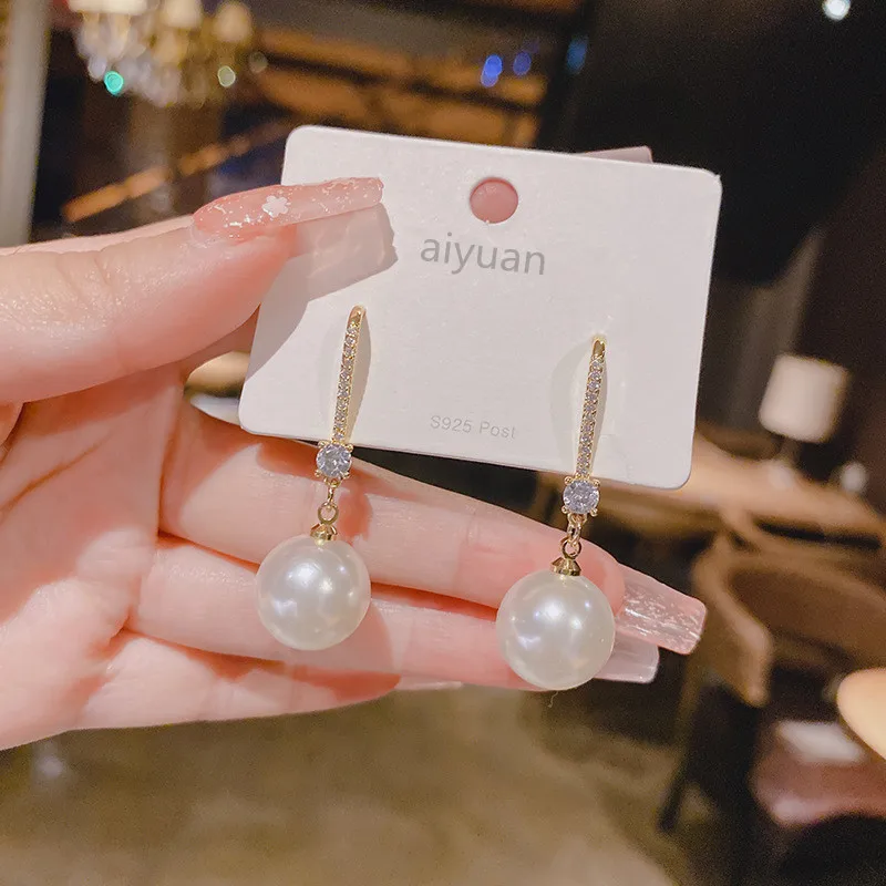 Fashion Korean White Pearl Drop Earrings For Bride Engagement Romance Elegant Earrings Woman Fine Jewelry Gifts