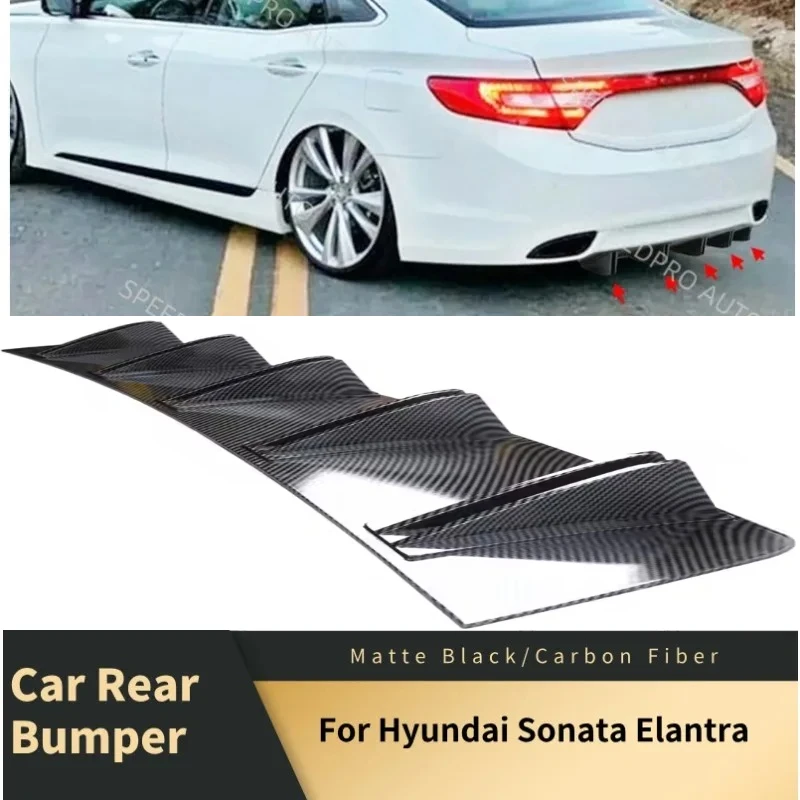 

For H-yundai Sonata Elantra Rear Diffuser 5 Fins Shark Bumper Splitter Spoiler Lip Car Body Kit Accessories Carbon Fiber