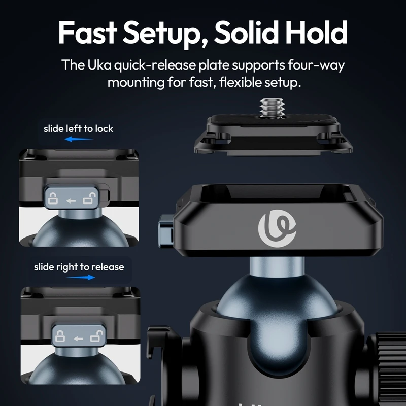 Ulanzi T100 UKA Professional Tripod Ball Head Uka Quick-Release 360° Rotation Panoramic 1/4