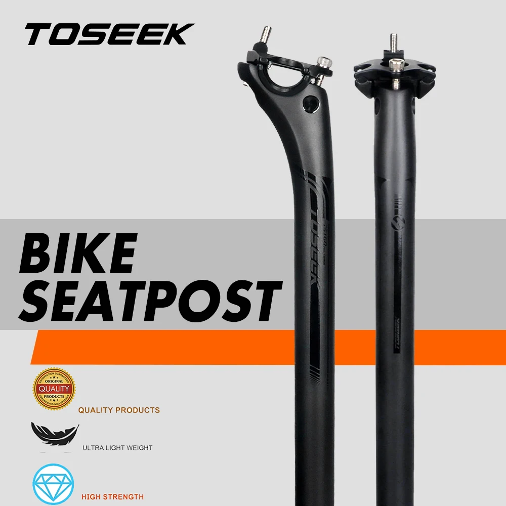 TOSEEK Ultralight Carbon Seatpost 27.2/30.8/31.6mm Matte Black MTB/Road Bike Seat Post Length 350/400mm Seat Tube