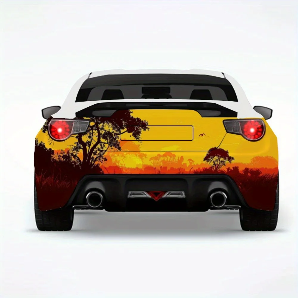 

Sunset Silhouette Scene,Vinyl Decal for Car Rear, Waterproof Self-Adhesive Vinyl Stickers for Vehicle Tail and Bumper, Decoratio