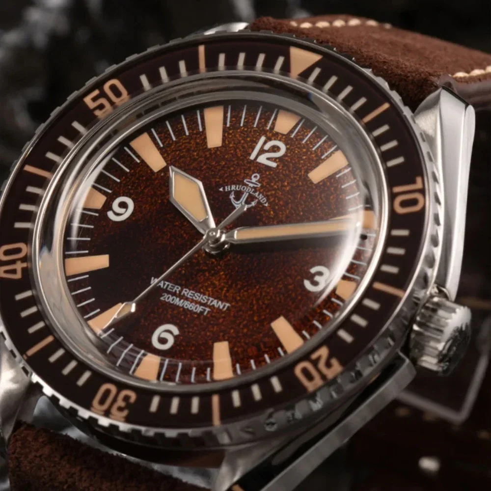 Hruodland F025 Retro Sport Men Watch HZ2565 Automatic Mechanical Stainless Steel Leather Strap Diving  reloj hombre watch for me