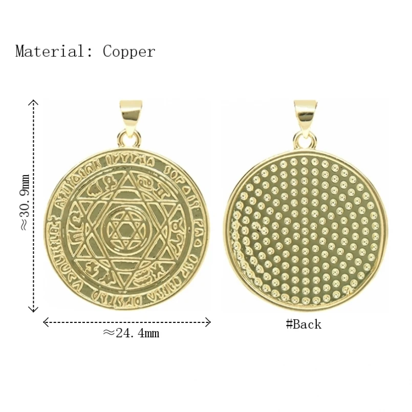 10Pcs Israeli Rune Hexagram Charms Round Star Of David Copper Pendant for DIY Wholesale Jewelry Special Gift
