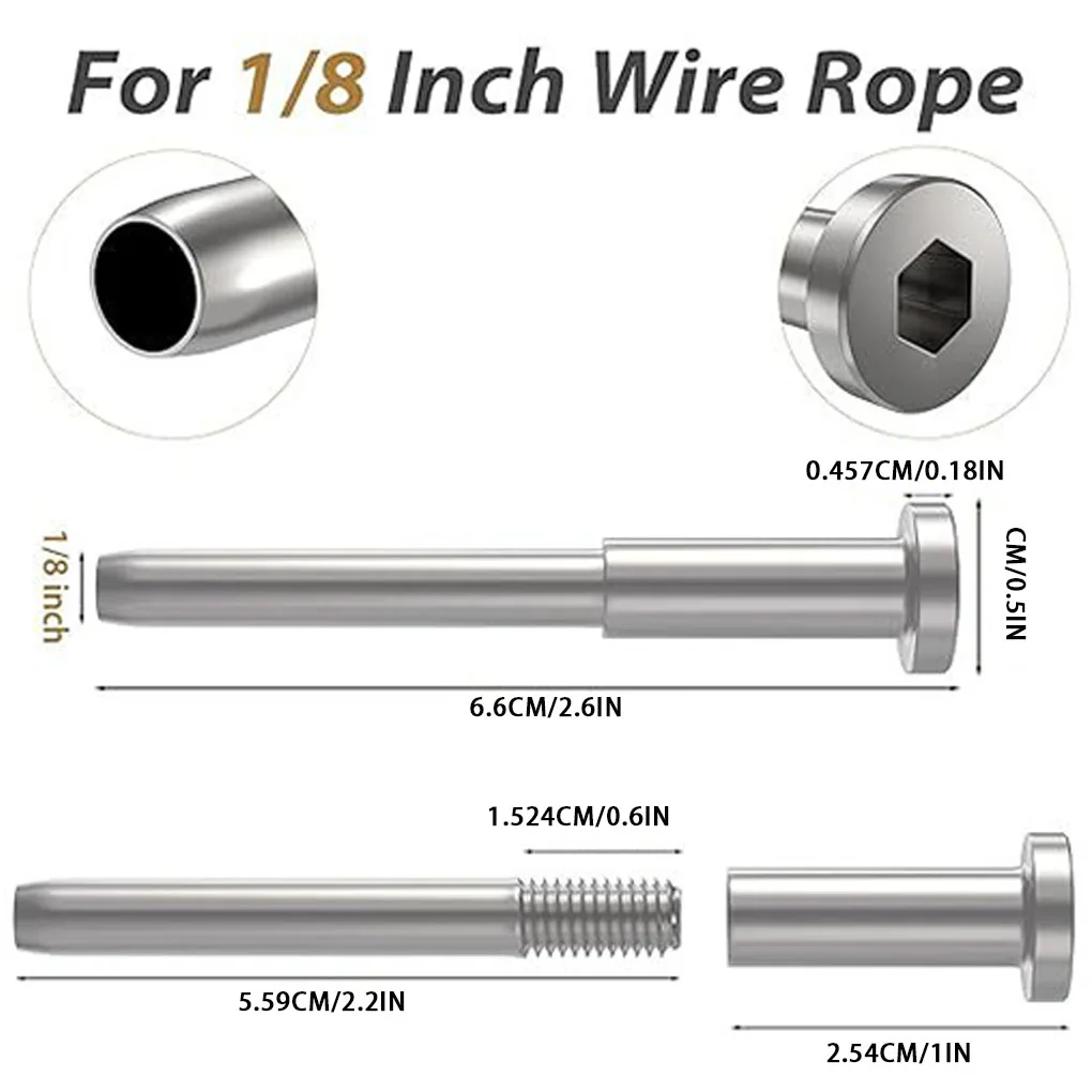 

50PCS Invisible Cable Railing Kit 1/8In Cable Railing Tensioner Invisible 316 Steel Cable Railing Kit For 2X2in Wood/Metal Posts