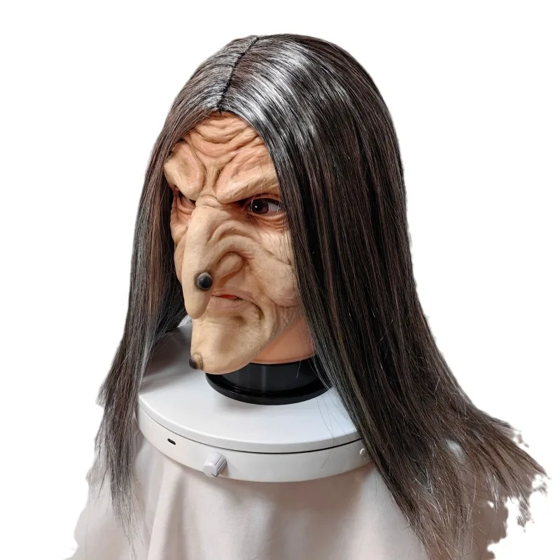 Masque de sorcière couleur chair pour fête d'halloween, 1 pièce, jeu de rôle Cosplay, sweat à capuche, masque pour vieille femme, casque
