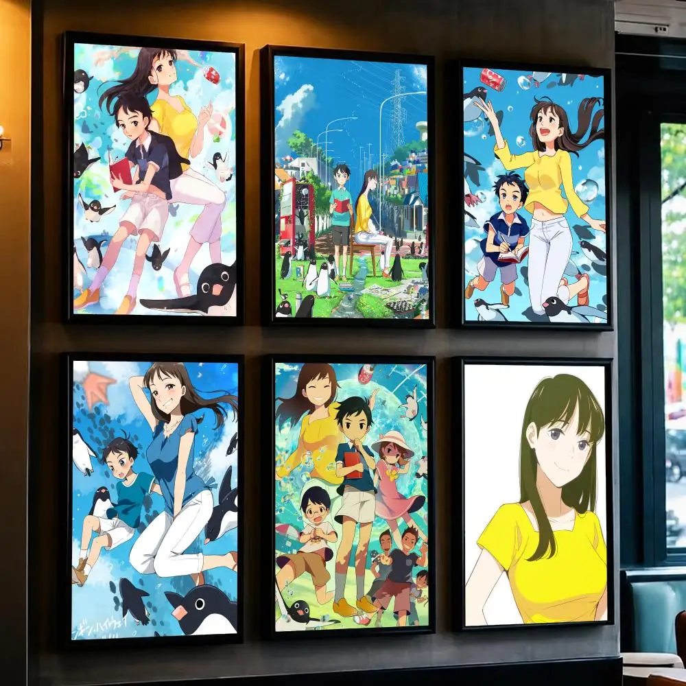 anime P-Penguin Highway-Y Poster Minimalist Wall Sticker for Cafe Office Bar Home Decor and Gift
