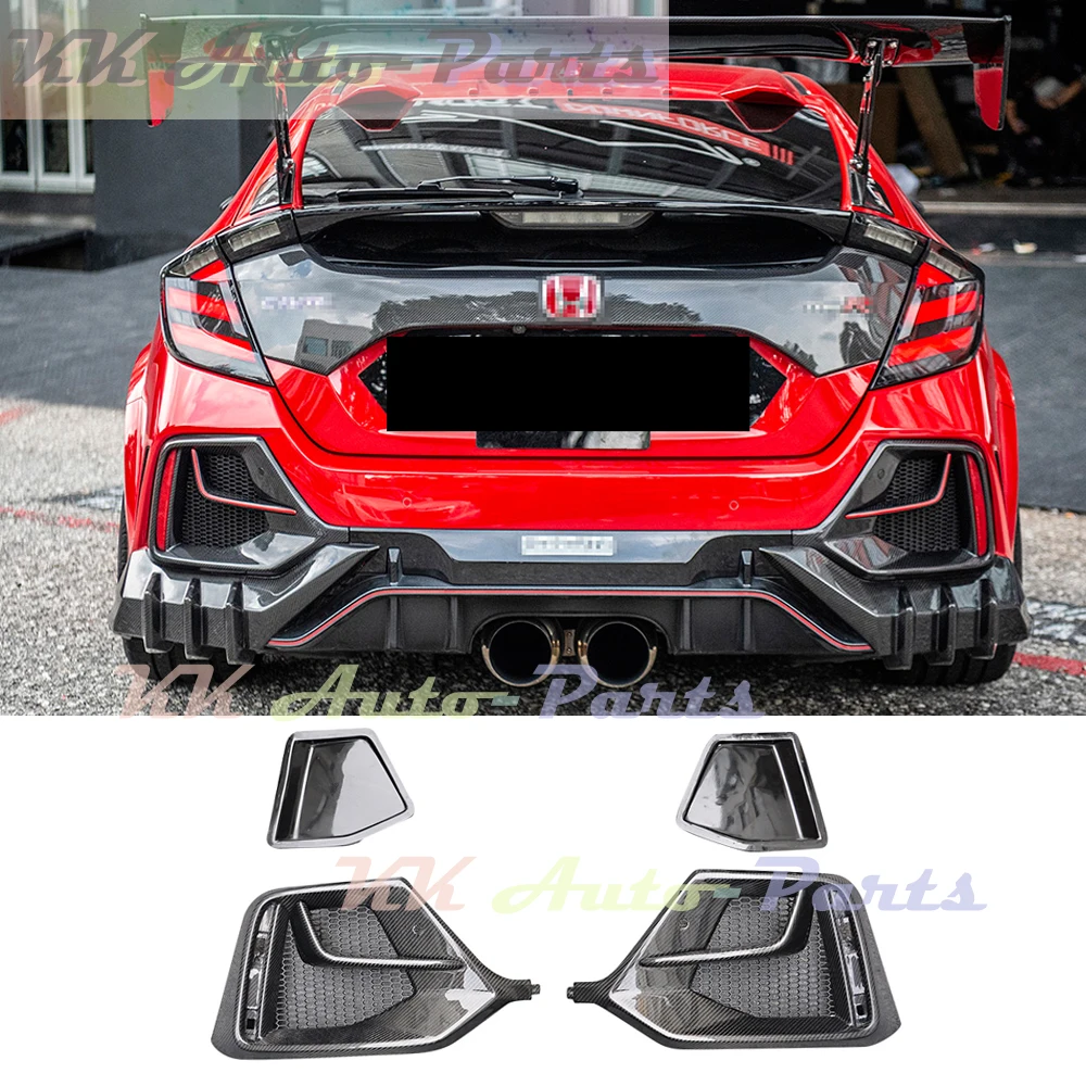 For Honda Civic 10TH FK8 Hatchback Carbon fiber Rear Bumper Fog Light Eyelids Headlight Eyebrow Cover Air Vent Trim 2016-2019