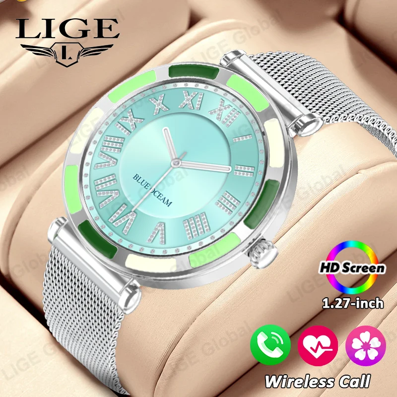 

LIGE Fashion Smartwatch For Women 1.27" HD Screen Sports Bluetooth Call Woman Smart Watch Female Health Bracelet Custom Dials