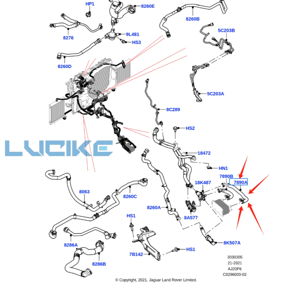

Suitable for Land Rover Discovery 5 13-14 Range Rover Sport Land Rover Defender oil cooler outlet hose LR123724