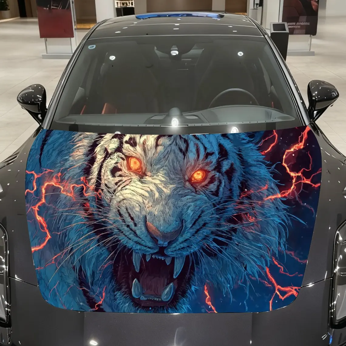 

Blazing Tiger Car hood packaging sticker, PVC material, self-adhesive waterproof, anti-slip paint, car exterior decoration acces