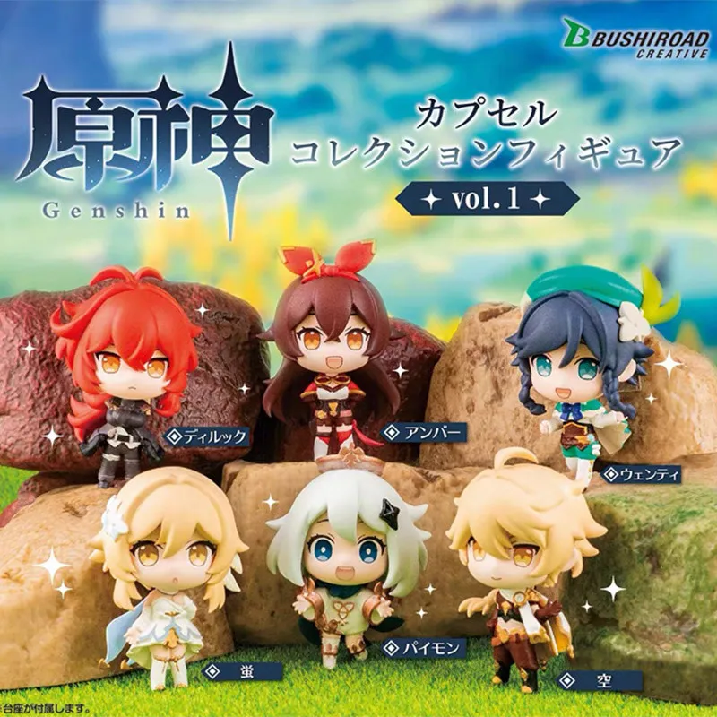 Bushiroad Japan Offizielle Genshin Impact Diluc Mini-Figur Gashapon Sammlerstück Anime-Spielzeug Desktop-Dekoration für Anime-Sammler