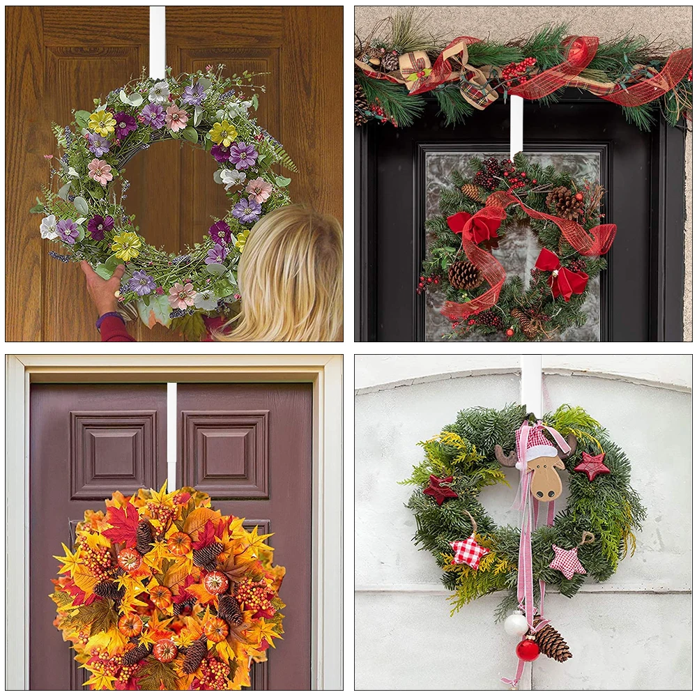 1/2/4Pcs Christmas Door Hooks Adjustable Wreath Hanger Metal Front Door Wreath Xmas Hook for Front Door Christmas Decoration