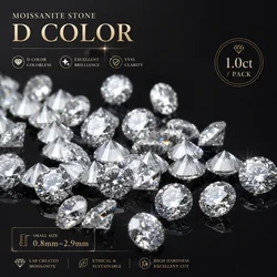 Moissanite Stone Round Cut Small Size 0.8mm~2.9mm 1.0ct / Pack D Color Charms Gemstone Advanced Jewelry Making Materials