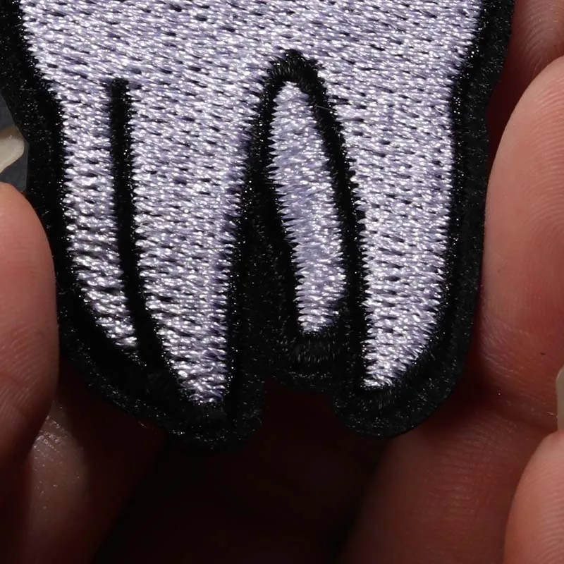 3D Black and White Teeth Embroidered Patches, Appliques, DIY Clothing, Jacket Badge, Size 4.3*3.6cm, High Quality