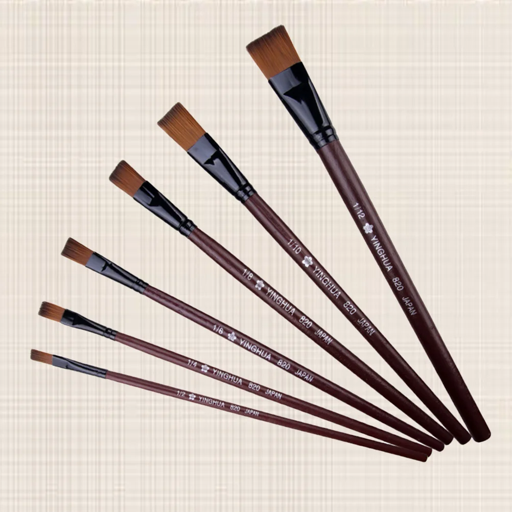 

12Pcs Nylon Hair Flat Head Pens Painting Tool for Watercolor Oil Painting painting brush set for painting