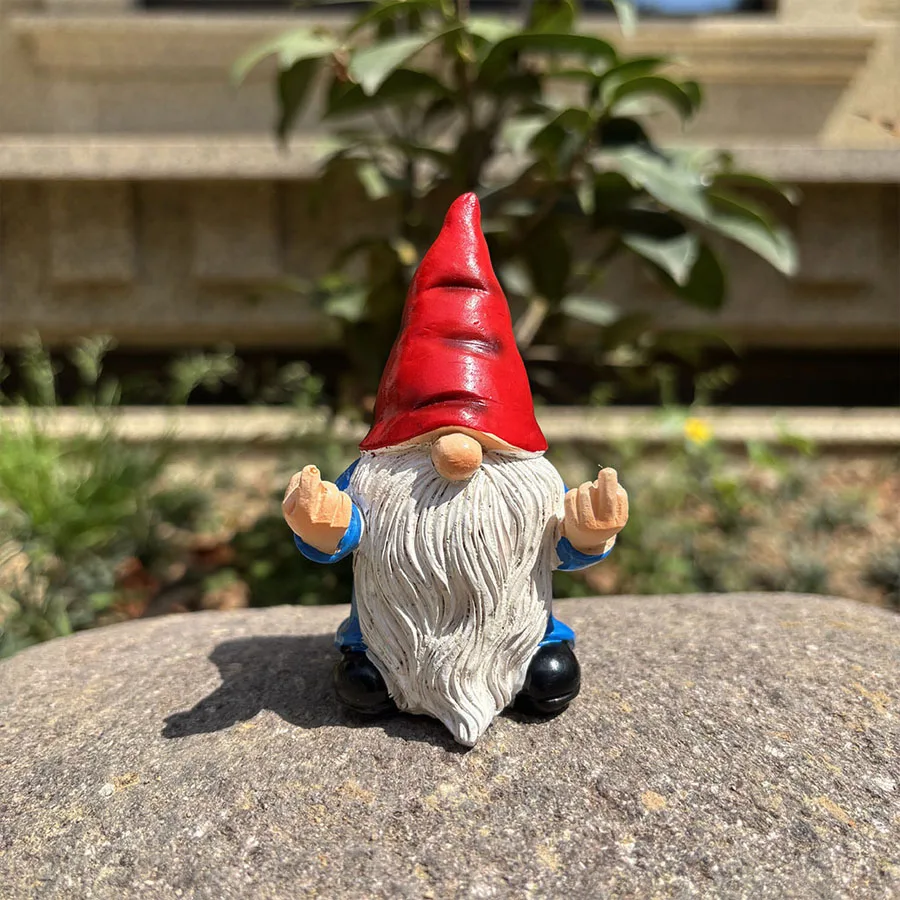 Middle Finger Gnome Resin Figurine, Outdoor Lawn Garden Ornament, Home Desktop Decor Resin Craft