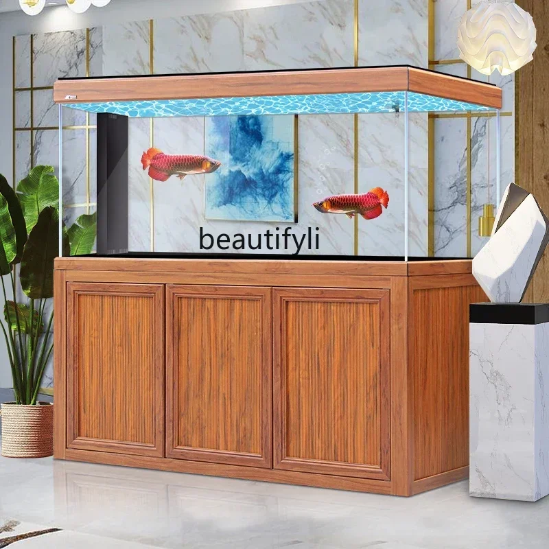 

FF cqyArowana tank living room large floor aquarium partition bottom filter new light luxury fish tank