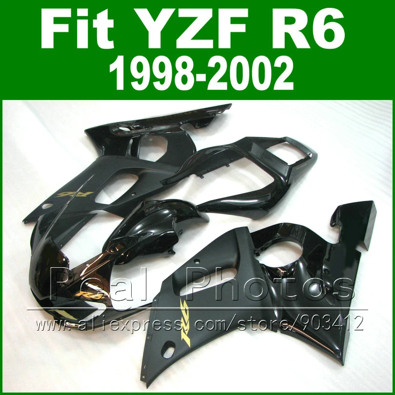 

New Hot sale Plastic parts for YAMAHA R6 fairing kit 1998 1999 2000 2001 2002 black YZF R6 fairings 98-02 bodywork