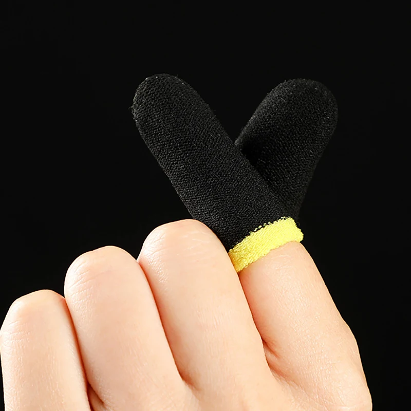 18-Pin Carbon Fiber Finger Sleeves for PUBG Mobile Games Contact Screen Finger Sleeves Black & Yellow(12 Pcs)