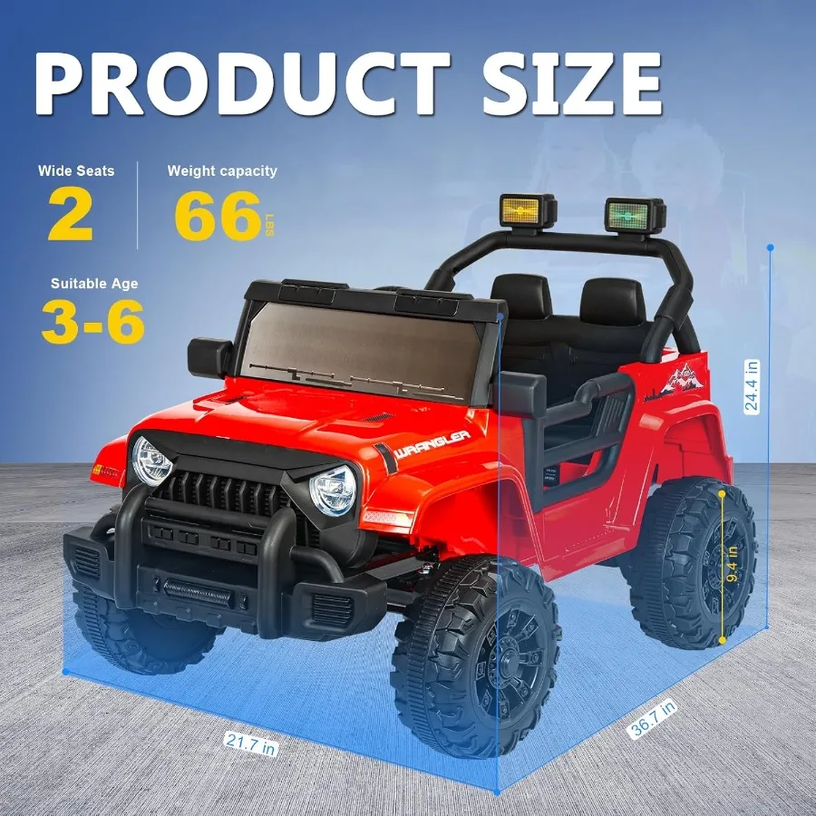 ركوب كهربائي للأطفال 12 فولت مع جهاز تحكم عن بعد، مركبة كهربائية للطرق الوعرة للأطفال، سيارة شاحنة بعجلات تعمل بالبطارية، مع عمل