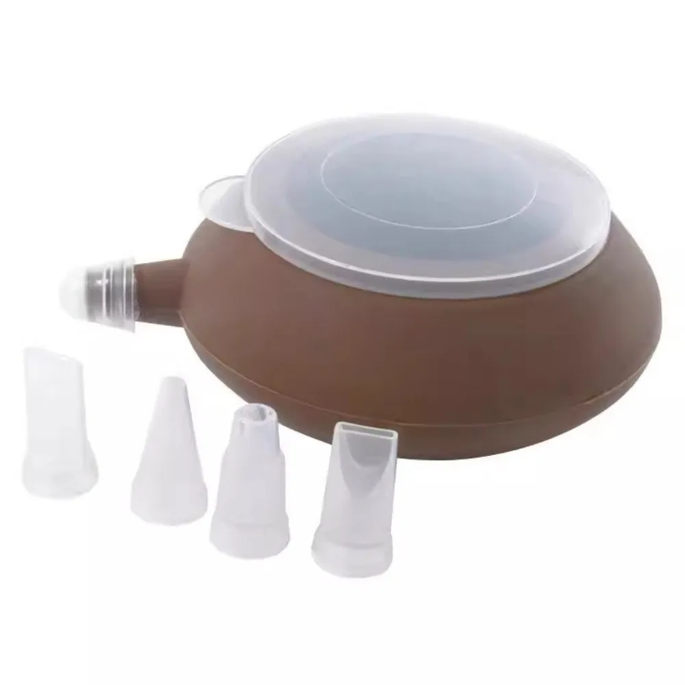 Silicone Macaron Piping Pot Reusable Non-stick Jam Extruder Food Grade with 5 Nozzle Tips Macaron Baking Tool