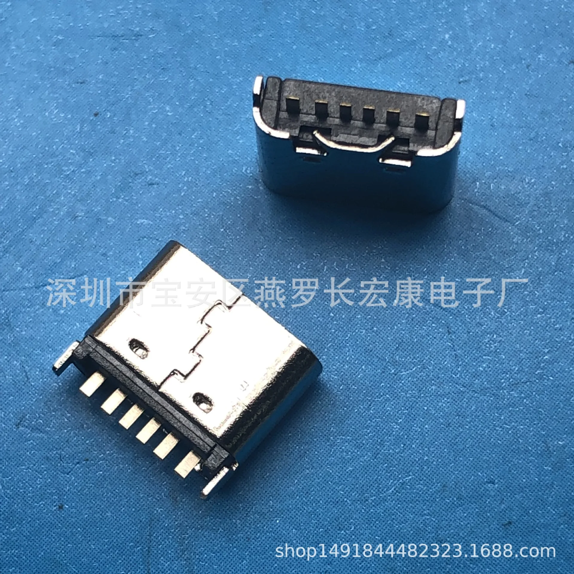 For USB TYPE-C 6Pin female seat, upright 180 degrees, plug-in DIP ultra-short body